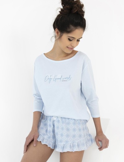 Хлопковая пижама Sensis ANGELA, Цвет: голубой, Размеры: L, изображение 3
