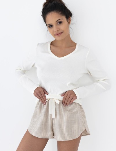 Женская пижама с шортами Sensis BEATRIX, Цвет: белый, Размеры: L, изображение 2