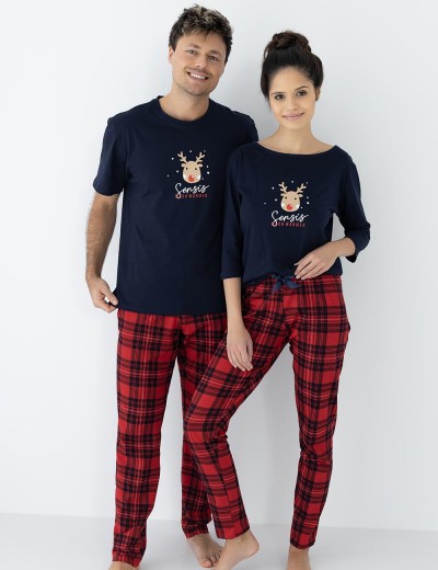 Пижама женская из хлопка Sensis LUCY, Цвет: темно-синий, Размеры: M, изображение 3