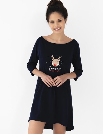 Ночная сорочка Sensis LUCY, Цвет: темно-синий, Размеры: S/M, изображение 3