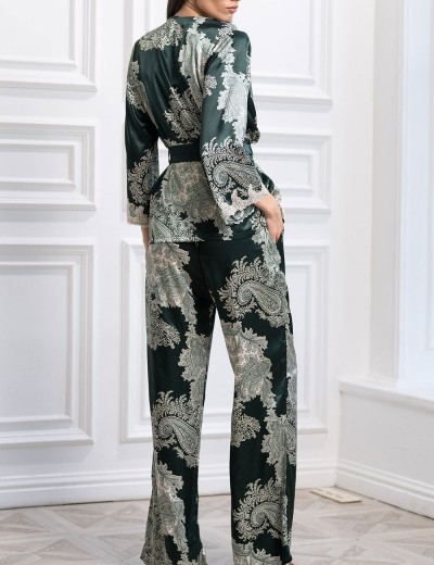 Шелковая пижама тройка Mia-Amore AGATA 3687, Цвет: зеленый, Размеры: 3XL, изображение 2