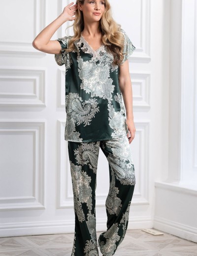 Шелковая пижама Mia-Amore AGATA 3704, Цвет: зеленый, Размеры: 3XL, изображение 4