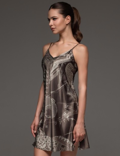 Короткая сорочка из шёлка Mia-Amore AISHA 4311, Цвет: шоколад, Размеры: 3XL, изображение 3