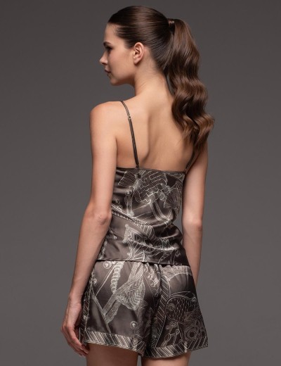 Шёлковая пижама с шортами Mia-Amore AISHA 4312, Цвет: шоколад, Размеры: M, изображение 2