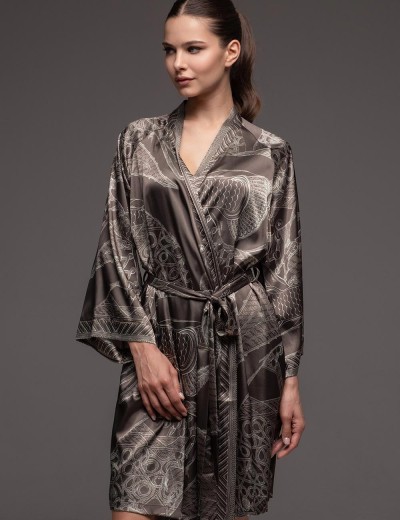 Халат шёлковый Mia-Amore AISHA 4313, Цвет: шоколад, Размеры: 4XL/5XL, изображение 3