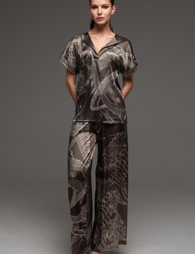 Шёлковый брючный комплект Mia-Amore AISHA 4316, Цвет: шоколад, Размеры: 4XL, изображение 3