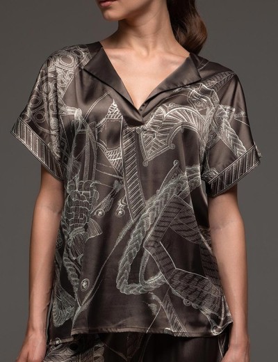 Шёлковый брючный комплект Mia-Amore AISHA 4316, Цвет: шоколад, Размеры: 4XL, изображение 4