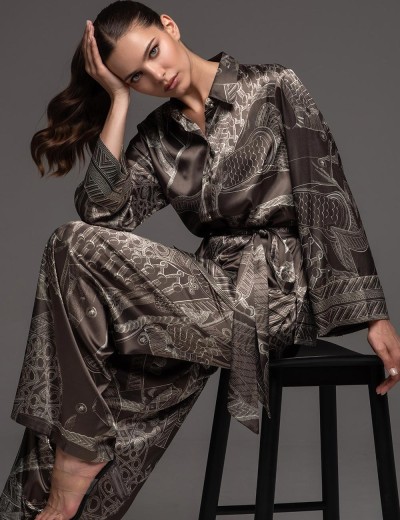 Пижама из натурального шёлка Mia-Amore AISHA 4326, Цвет: шоколад, Размеры: XL, изображение 4