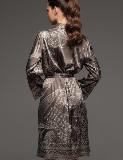 Домашняя рубашка из шёлка Mia-Amore AISHA 4327, Цвет: шоколад, Размеры: 3XL, изображение 2