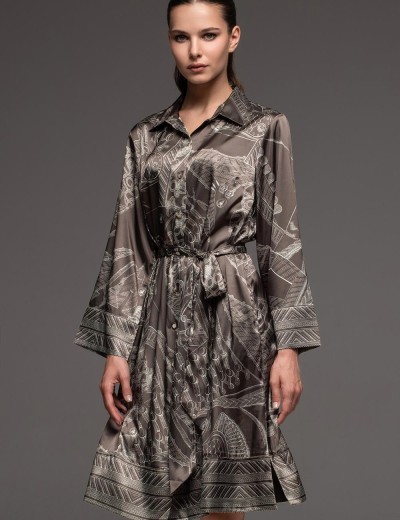 Домашняя рубашка из шёлка Mia-Amore AISHA 4327, Цвет: шоколад, Размеры: 3XL, изображение 3