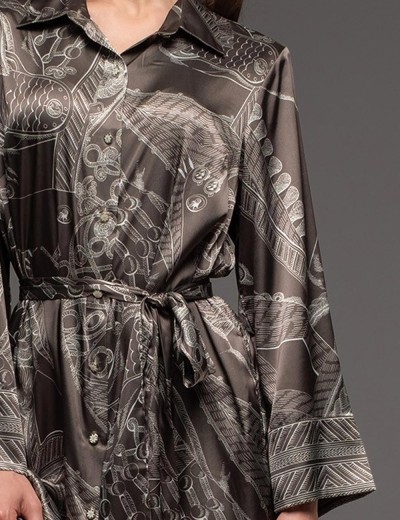 Домашняя рубашка из шёлка Mia-Amore AISHA 4327, Цвет: шоколад, Размеры: 3XL, изображение 4