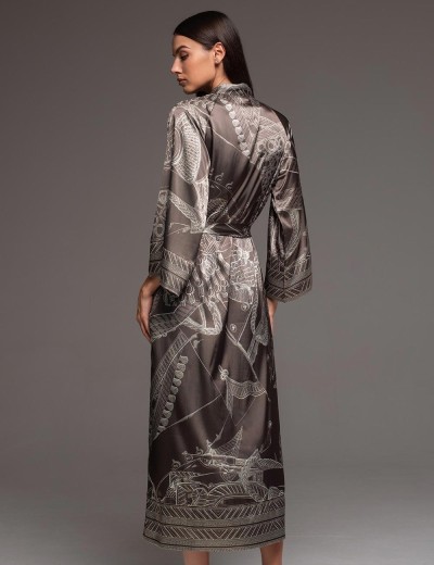 Халат шёлковый длинный Mia-Amore AISHA 4329, Цвет: шоколад, Размеры: L/XL, изображение 2