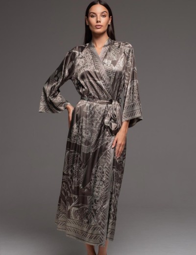Халат шёлковый длинный Mia-Amore AISHA 4329, Цвет: шоколад, Размеры: L/XL, изображение 3