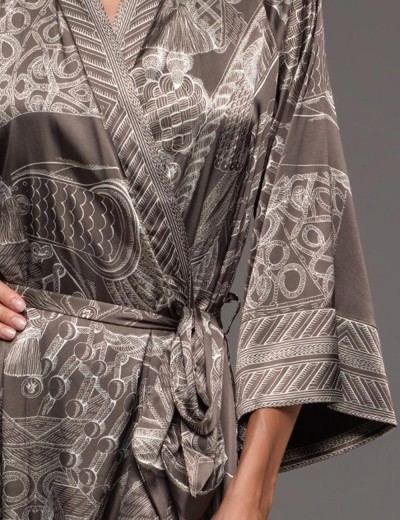 Халат шёлковый длинный Mia-Amore AISHA 4329, Цвет: шоколад, Размеры: L/XL, изображение 4