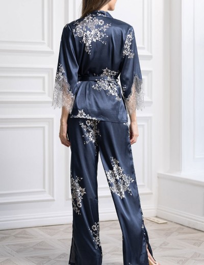 Брючная шелковая пижама Mia-Amore ALEXANDRIA 3568, Цвет: темно-синий, Размеры: S, изображение 4