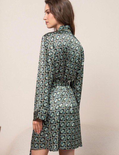 Короткий халат из шёлка Mia-Amore BERGAMO 4383, Цвет: мультицвет, Размеры: 2XL/3XL, изображение 2