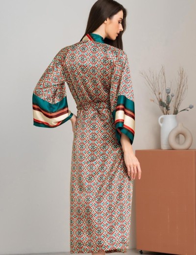 Длинный шёлковый халат Mia-Amore BRIANNA 4339, Цвет: мультицвет, Размеры: 2XL/3XL, изображение 2