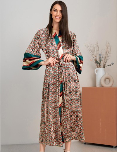 Длинный шёлковый халат Mia-Amore BRIANNA 4339, Цвет: мультицвет, Размеры: 2XL/3XL, изображение 3