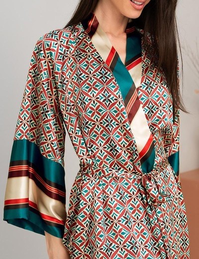 Длинный шёлковый халат Mia-Amore BRIANNA 4339, Цвет: мультицвет, Размеры: 2XL/3XL, изображение 4