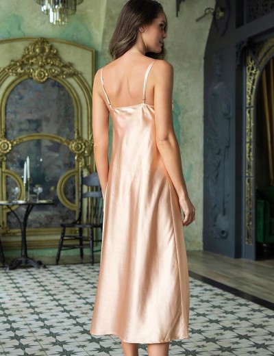 Длинная атласная сорочка Mia-Amore CAROL 7368, Цвет: пудровый, Размеры: S, изображение 2