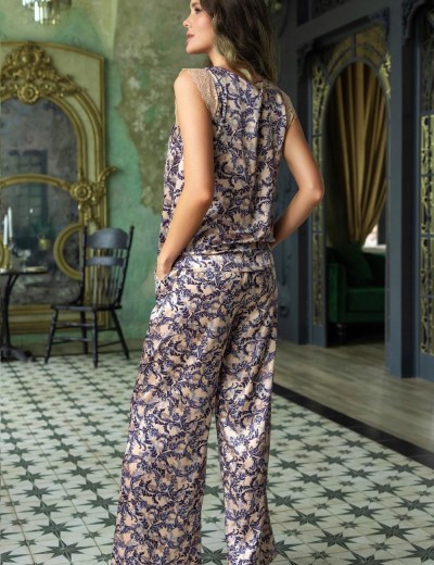 Атласный комплект топ и брюки Mia-Amore CAROL 7386, Цвет: мультколор, Размеры: 2XL, изображение 2
