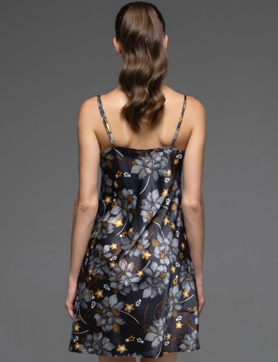 Атласная сорочка с цветами Mia-Amore ELSA 7530, Цвет: темно-синий, Размеры: M, изображение 2