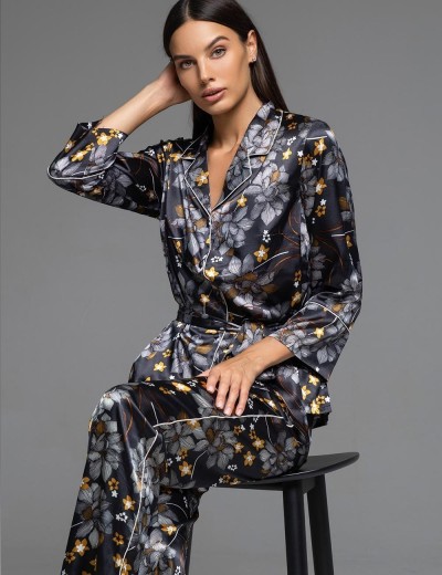 Атласная пижама с брюками Mia-Amore ELSA 7536, Цвет: темно-синий, Размеры: 3XL, изображение 3