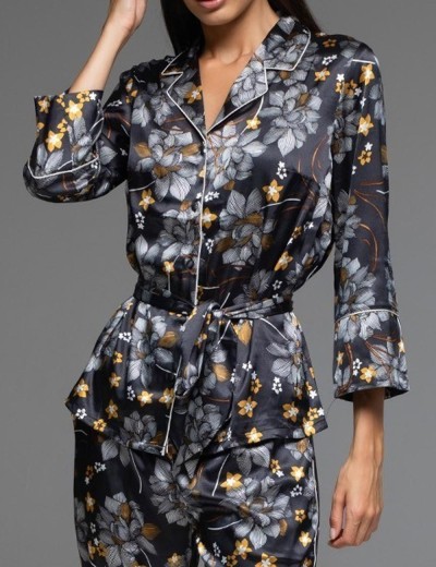 Атласная пижама с брюками Mia-Amore ELSA 7536, Цвет: темно-синий, Размеры: 3XL, изображение 4