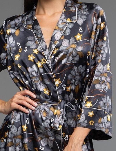 Длинный халат на пуговицах Mia-Amore ELSA 7539, Цвет: темно-синий, Размеры: 2XL/3XL, изображение 4