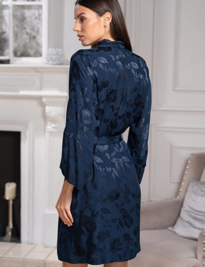 Халат из шёлка с вискозой Mia-Amore ENRIKA 4403, Цвет: темно-синий, Размеры: 2XL/3XL, изображение 2