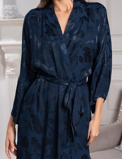 Халат из шёлка с вискозой Mia-Amore ENRIKA 4403, Цвет: темно-синий, Размеры: 2XL/3XL, изображение 4