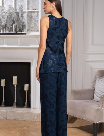 Пижама тройка с жаккардовым рисунком Mia-Amore ENRIKA 4406, Цвет: темно-синий, Размеры: M, изображение 3