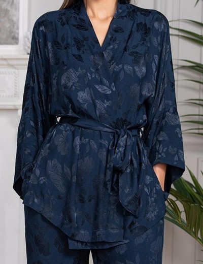 Пижама тройка с жаккардовым рисунком Mia-Amore ENRIKA 4406, Цвет: темно-синий, Размеры: M, изображение 4