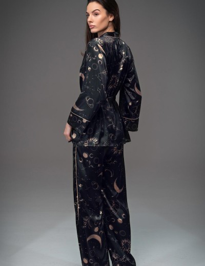 Шёлковая пижама женская Mia-Amore GALATEYA 4466, Цвет: черный, Размеры: 5XL, изображение 2