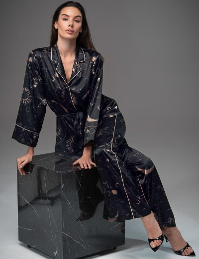 Шёлковая пижама женская Mia-Amore GALATEYA 4466, Цвет: черный, Размеры: 5XL, изображение 3