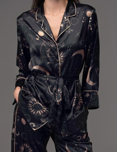 Шёлковая пижама женская Mia-Amore GALATEYA 4466, Цвет: черный, Размеры: 5XL, изображение 4