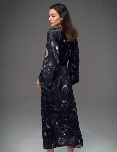 Длинный халат из шёлка Mia-Amore GALATEYA 4469, Цвет: черный, Размеры: S/M, изображение 2