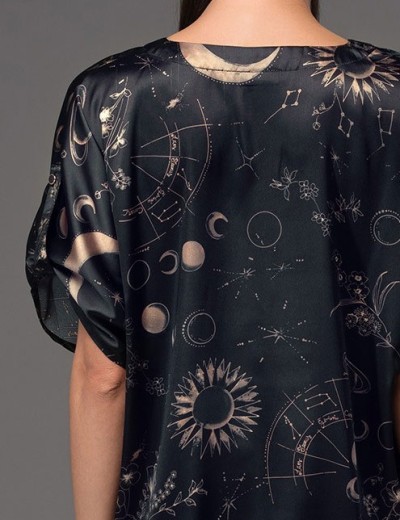 Шёлковый комплект блуза с шортами Mia-Amore GALATEYA 4471, Цвет: черный, Размеры: L, изображение 5