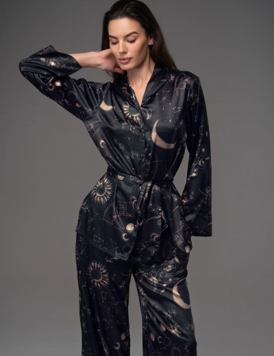 Шёлковый комплект с брюками Mia-Amore GALATEYA 4477, Цвет: черный, Размеры: M, изображение 3