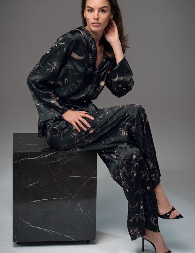 Шёлковый комплект с брюками Mia-Amore GALATEYA 4477, Цвет: черный, Размеры: M, изображение 5