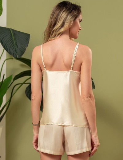Атласный комплект топ и шорты Mia-Amore ILONA 7442 шампань, Цвет: шампань, Размеры: XS, изображение 2