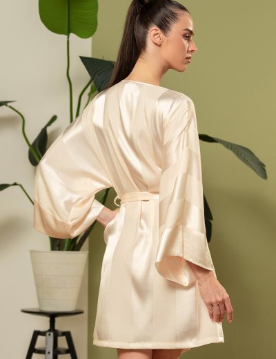 Атласный халат кимоно Mia-Amore ILONA 7543 шампань, Цвет: шампань, Размеры: S/M, изображение 2