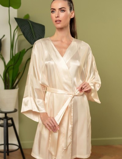 Атласный халат кимоно Mia-Amore ILONA 7543 шампань, Цвет: шампань, Размеры: S/M, изображение 4