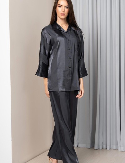 Пижама атласная Mia-Amore ILONA 7546 графит, Цвет: графит, Размеры: XS, изображение 2