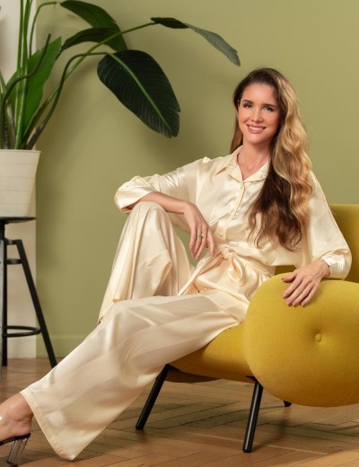 Пижама атласная Mia-Amore ILONA 7546 шампань, Цвет: шампань, Размеры: XS, изображение 4