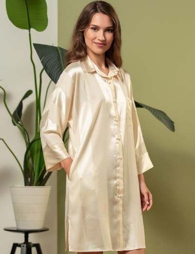 Рубашка халат из атласа Mia-Amore ILONA 7547 шампань, Цвет: шампань, Размеры: S/M, изображение 2