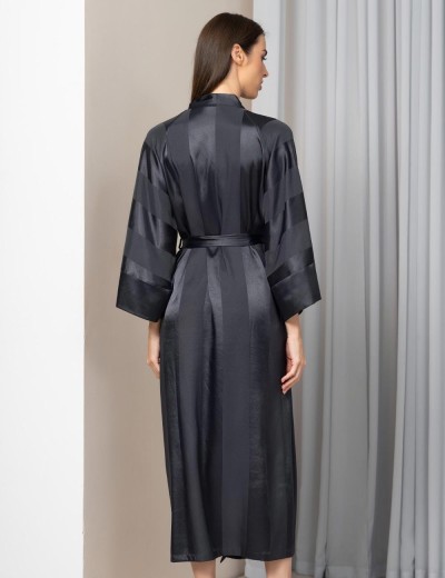 Атласный длинный халат Mia-Amore ILONA 7549 графит, Цвет: графит, Размеры: S/M, изображение 2