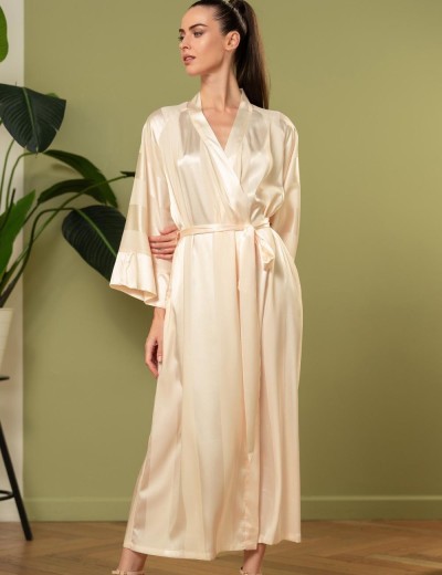 Атласный длинный халат Mia-Amore ILONA 7549 шампань, Цвет: шампань, Размеры: L/XL, изображение 3
