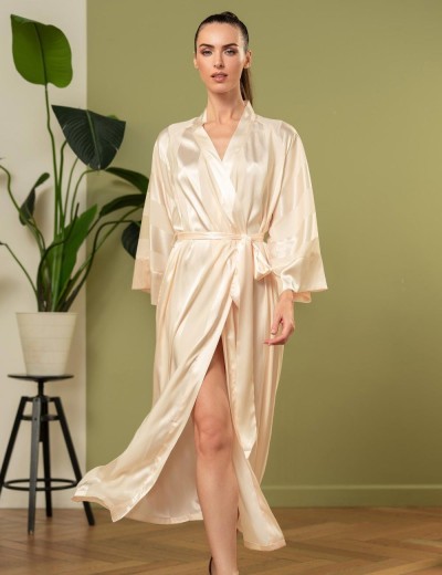 Атласный длинный халат Mia-Amore ILONA 7549 шампань, Цвет: шампань, Размеры: L/XL, изображение 4
