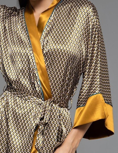 Длинный атласный халат Mia-Amore INNA 7529, Цвет: мультколор, Размеры: S/M, изображение 4